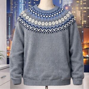 Women’s Fair Isle Crewneck Sweater - Light Blue